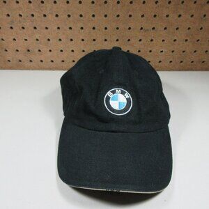 BMW Lifestyle mens solid black strapback hat OS
